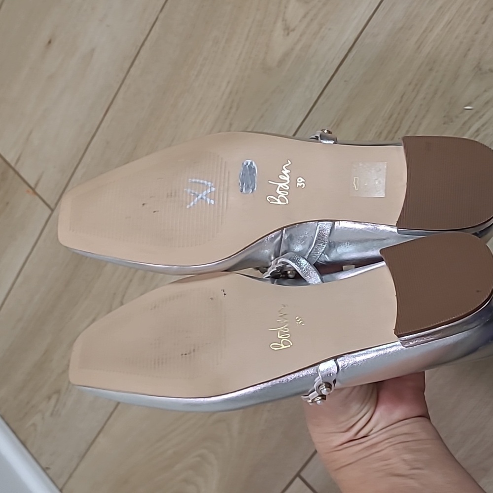 Boden Elegant Silver Women's Shoes with Pearl Detail Size 39/8 - Picture 9 of 9
